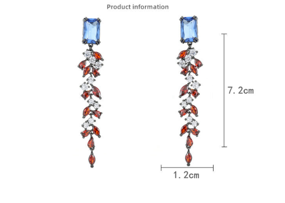 Zircon Inlaid Leaf Tassel Earrings