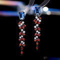 Zircon Inlaid Leaf Tassel Earrings