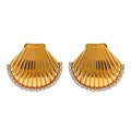 Rhinestone Scallop Shell Earrings