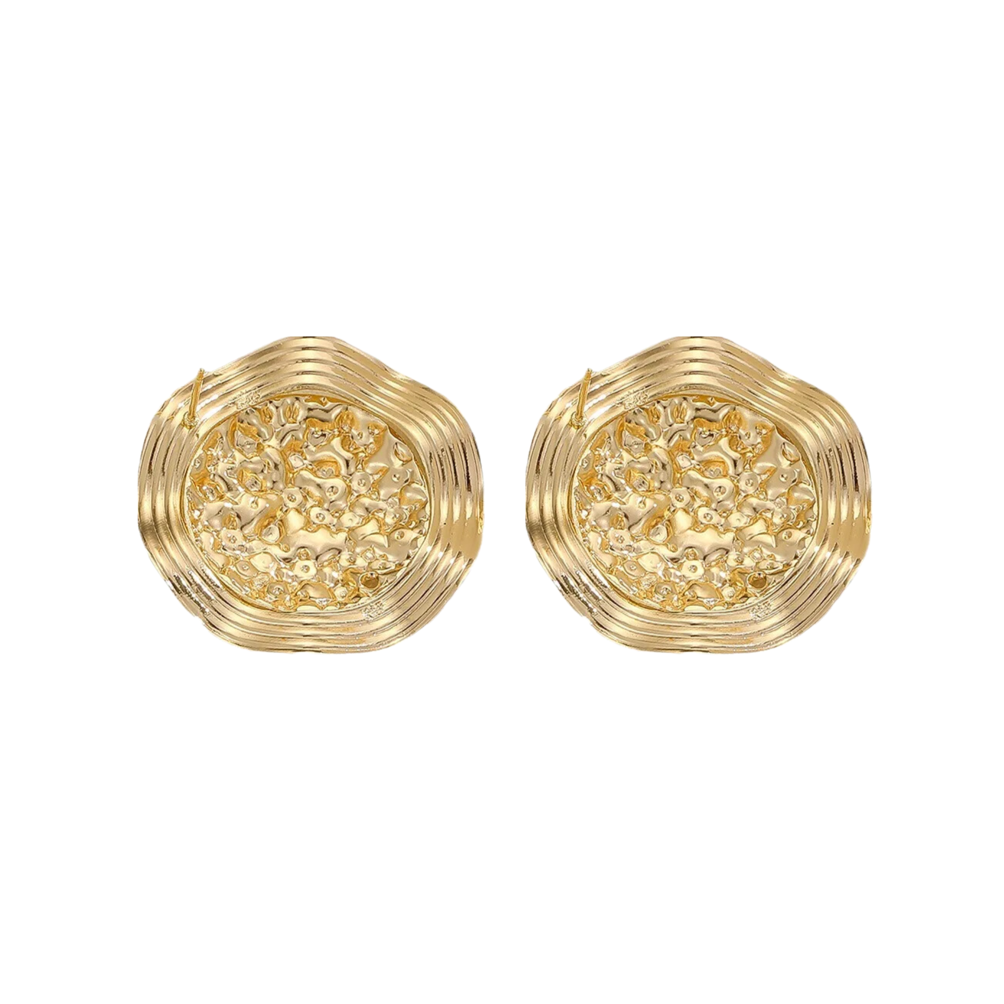 Textured Discs Gold Plated Earrings